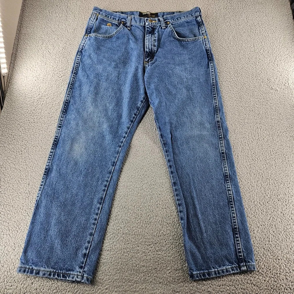 Wrangler Jeans Mens 36x30 Blue Denim George Strait Cowboy Cut Straight Western